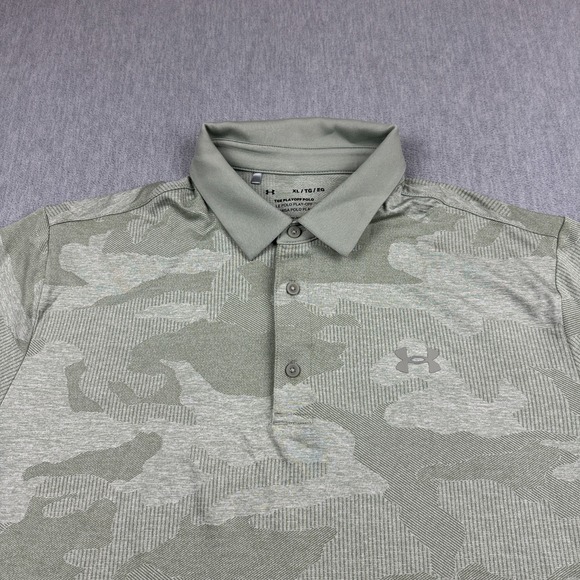Under Armour Mens Polo Shirt Extra Large Green Playoff 2.0 Jacquard Camo  Golf - Picture 2 of 8